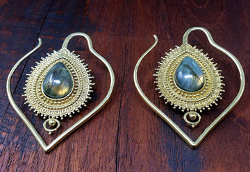 Gold Labradorite Kaya Earrings