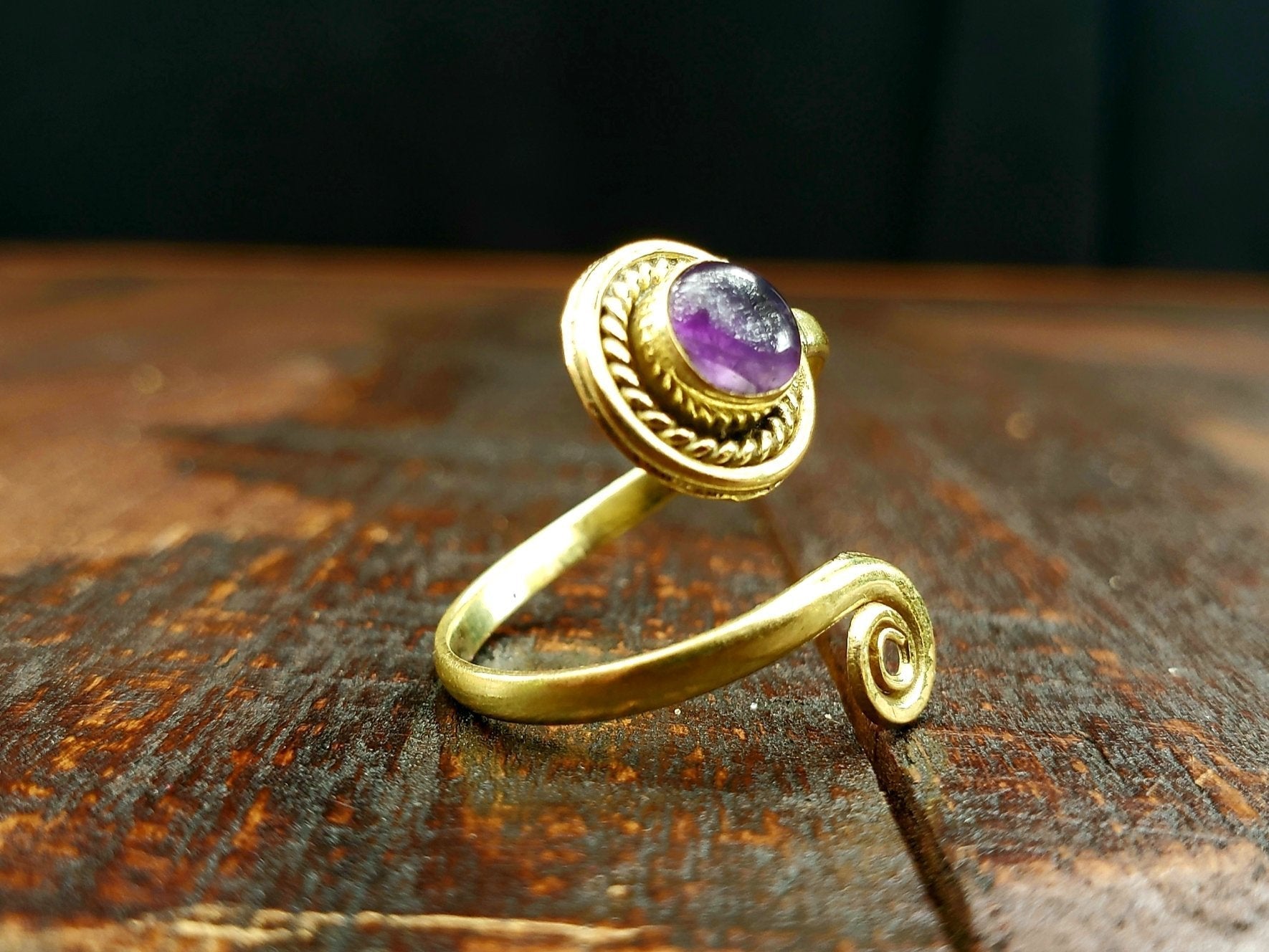 Adjustable Amethyst Ring