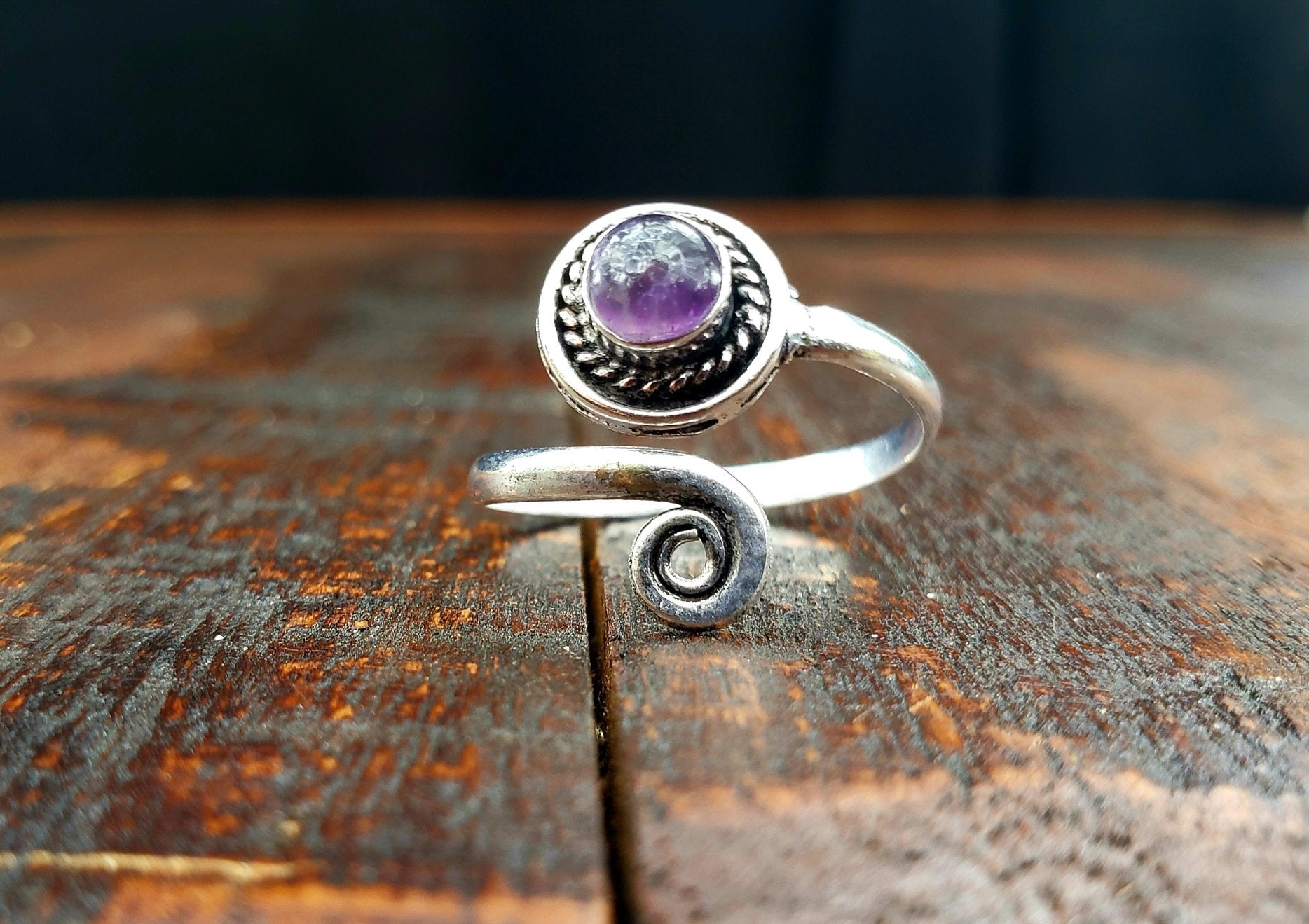 Adjustable Amethyst Ring