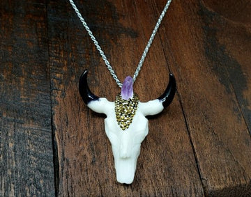Amethyst Bull Horn Necklace
