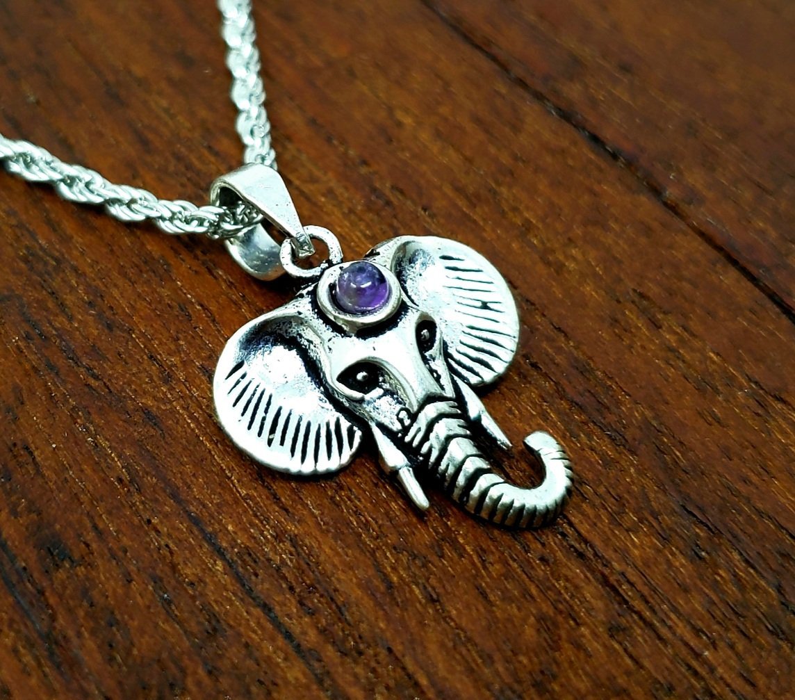 Amethyst Elephant Necklace