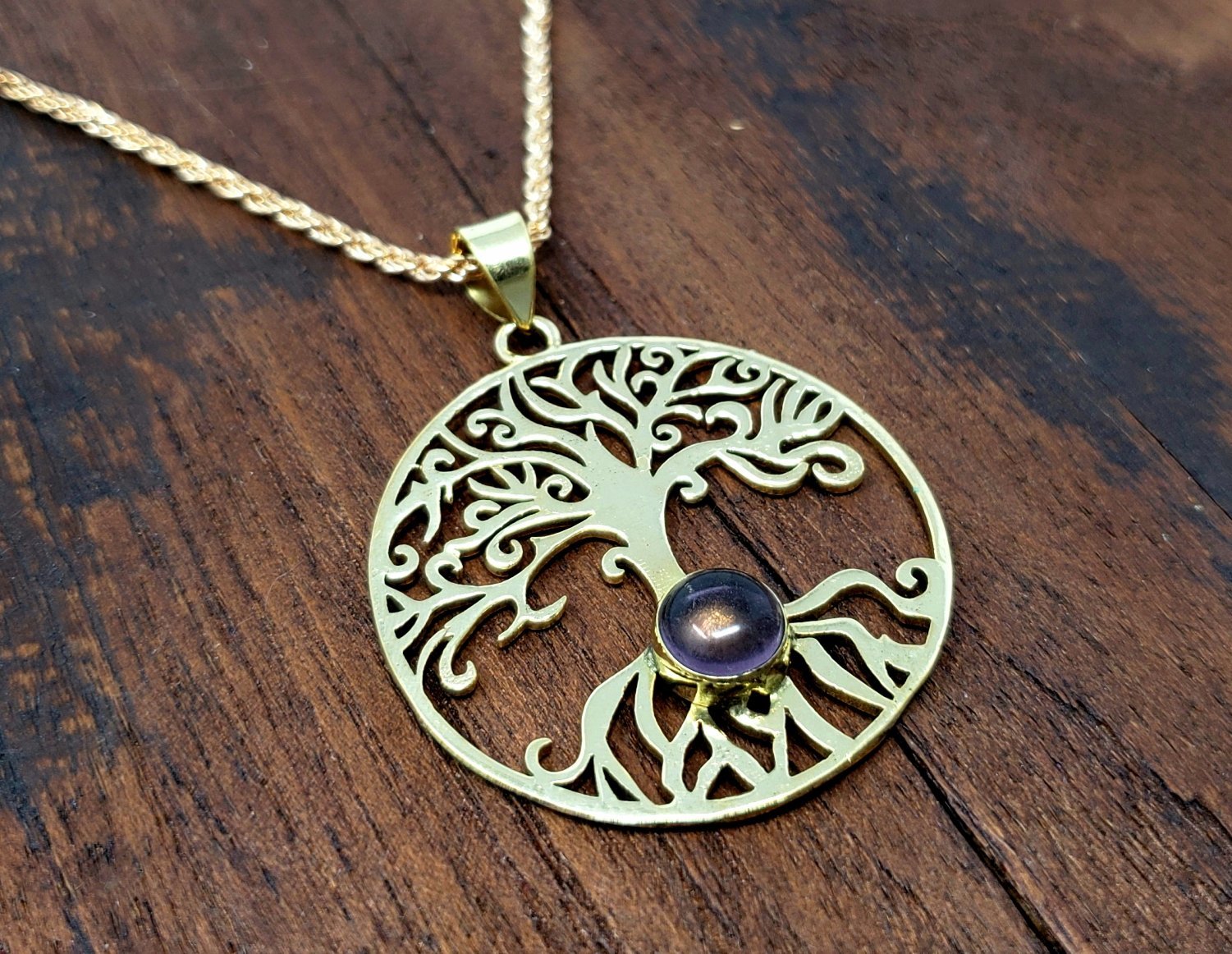 Amethyst Tree of life Pendant Necklace