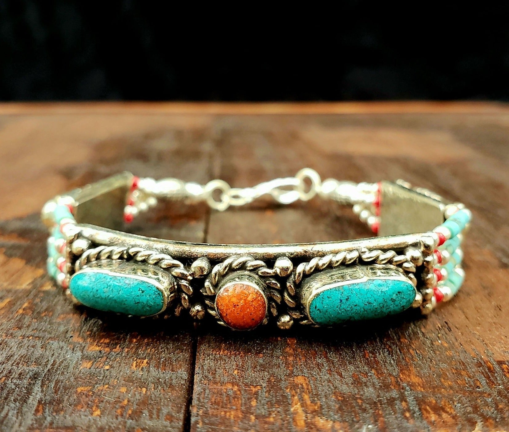 Simple Tibetan Beaded Turquoise Bracelet