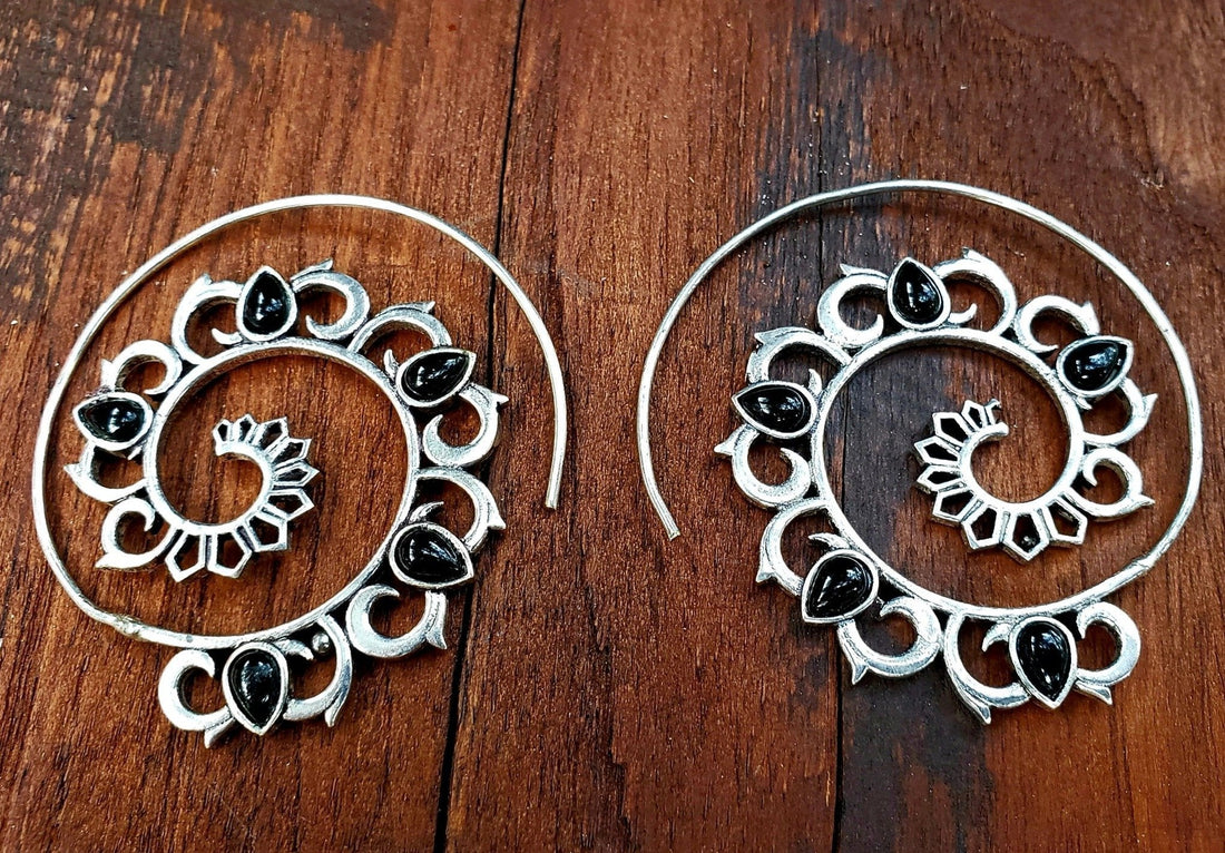 Black Onyx Mandala Earrings