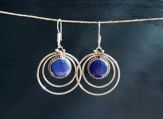 Blue Lapis Tibetan Earrings