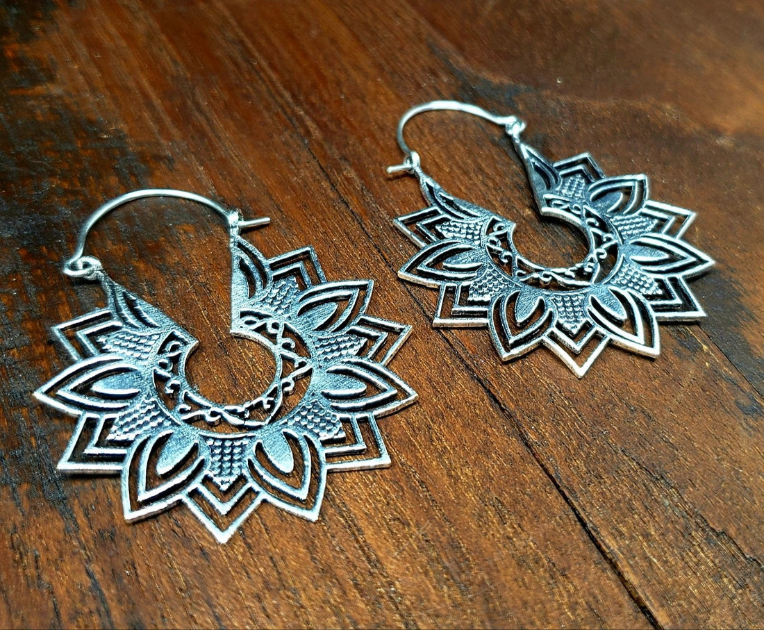 Electric Flower Mandala Hoop Earrings