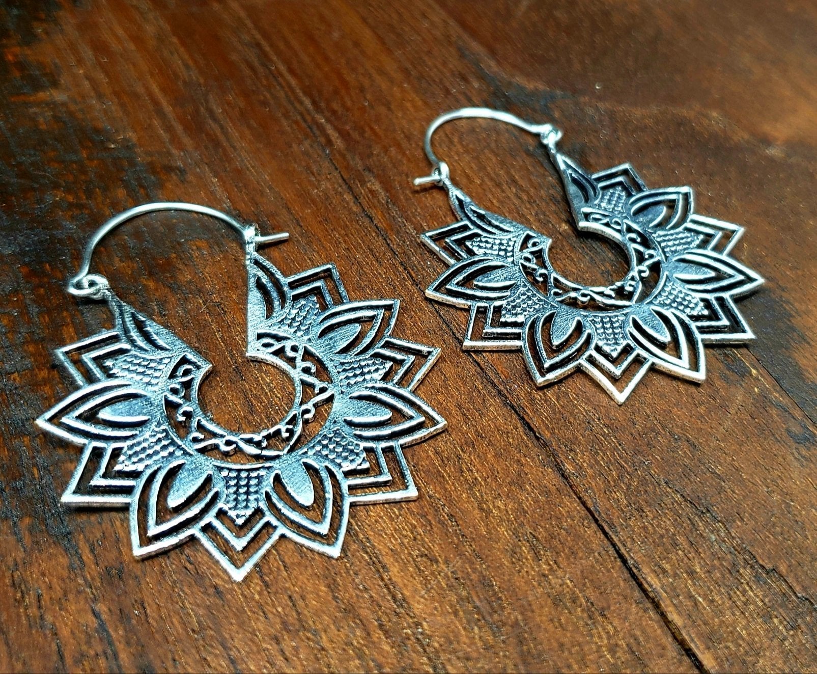 Electric Flower Mandala Hoop Earrings