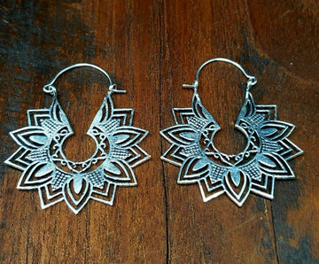 Electric Flower Mandala Hoop Earrings