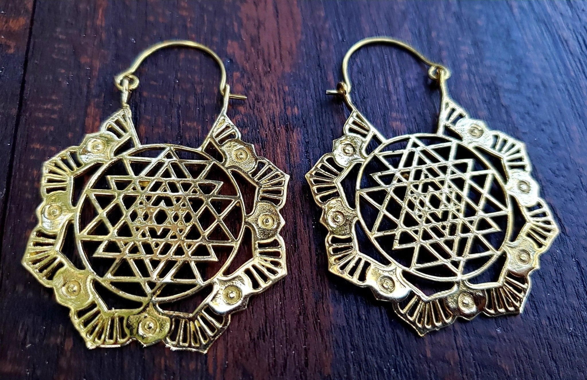 Geometric Sri Yantra Earrings