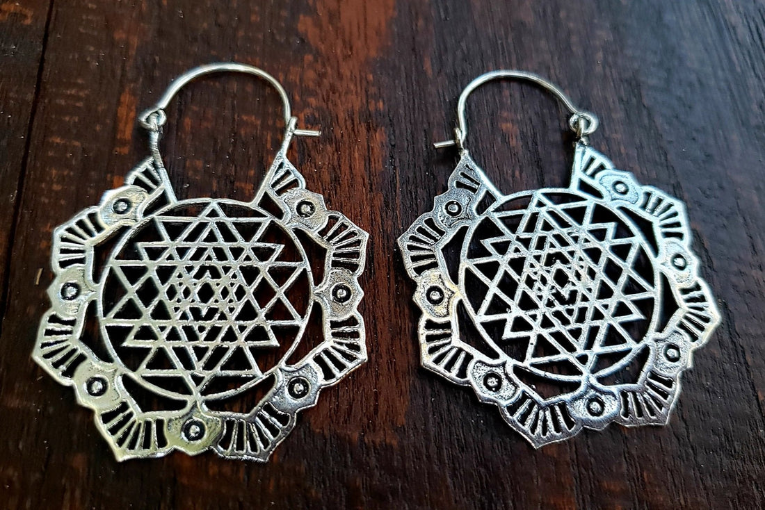 Geometric Sri Yantra Earrings