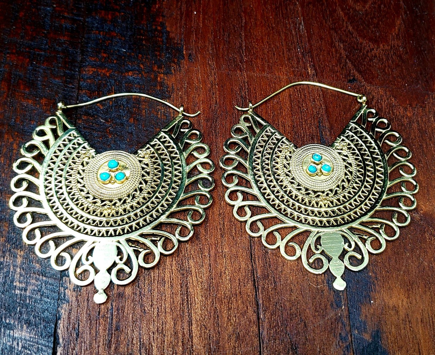Gold Empress Turquoise Earrings