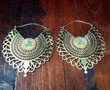 Gold Empress Turquoise Earrings