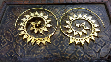 Tribal Spiral Silver Wave Earrings