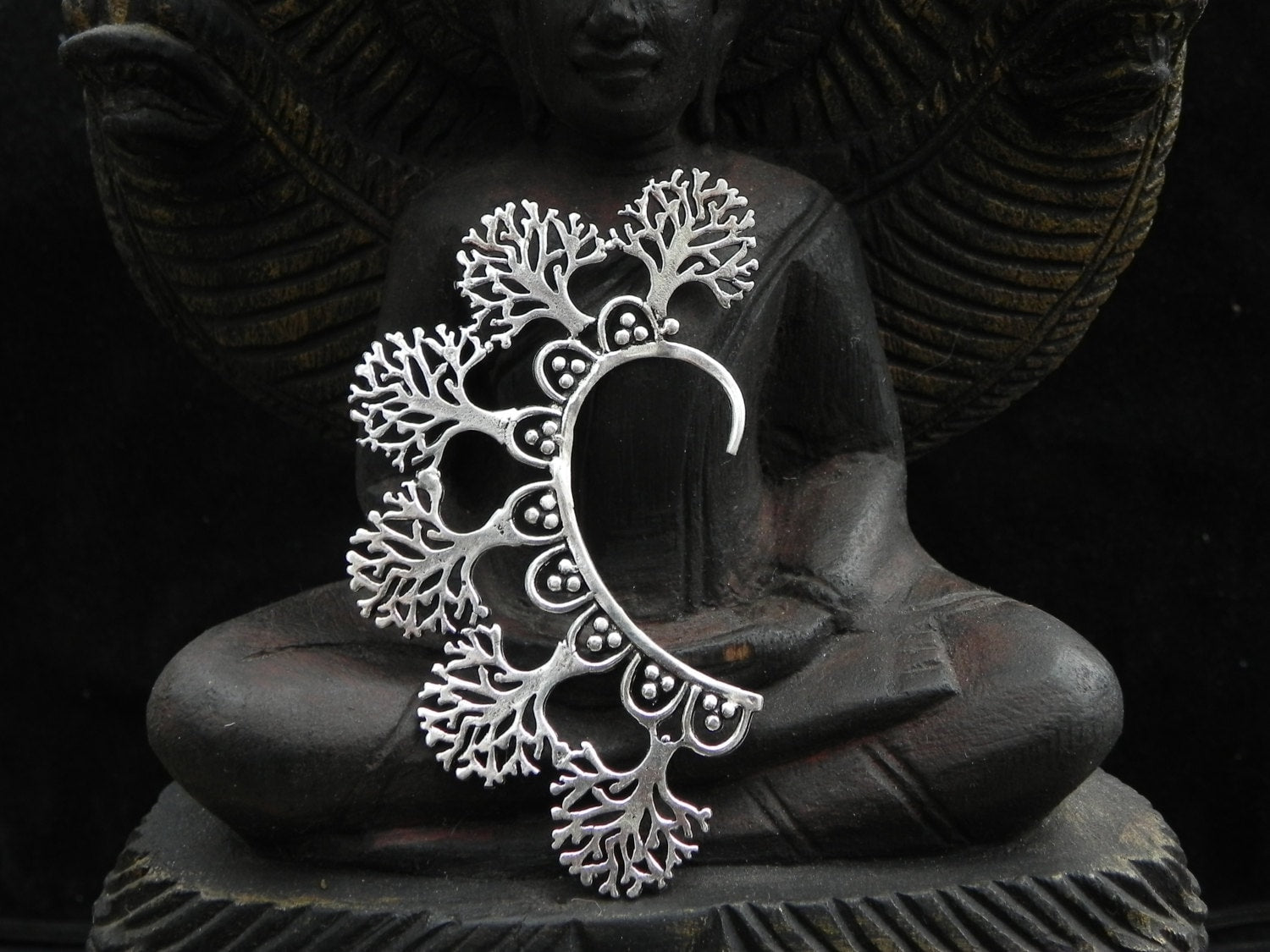 Silver Tree of Life Ear Cuff Tribal Silver Boho Festival Earring Jewelry