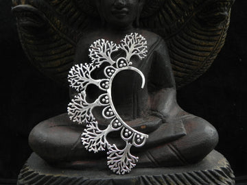 Silver Tree of Life Ear Cuff Tribal Silver Boho Festival Earring Jewelry