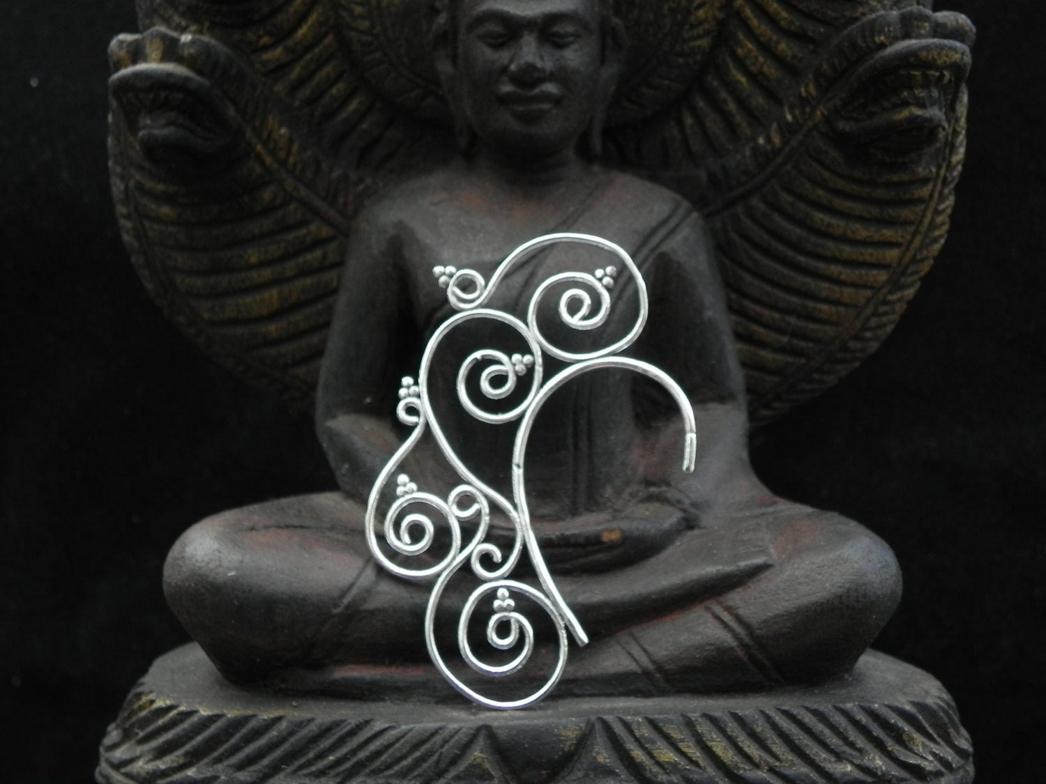 Silver Swirl Ear Cuff Tribal Boho Festival Earring Jewelry