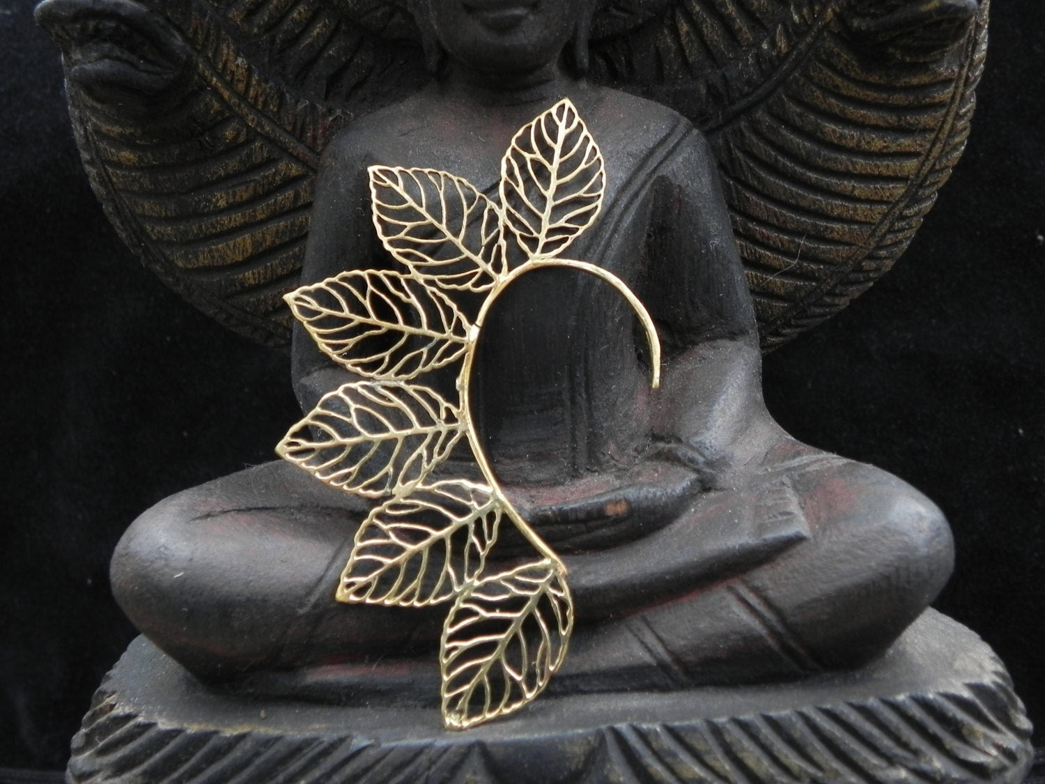 Gold Lace Leaf Ear Cuff Boho Festival Earring Jewelry