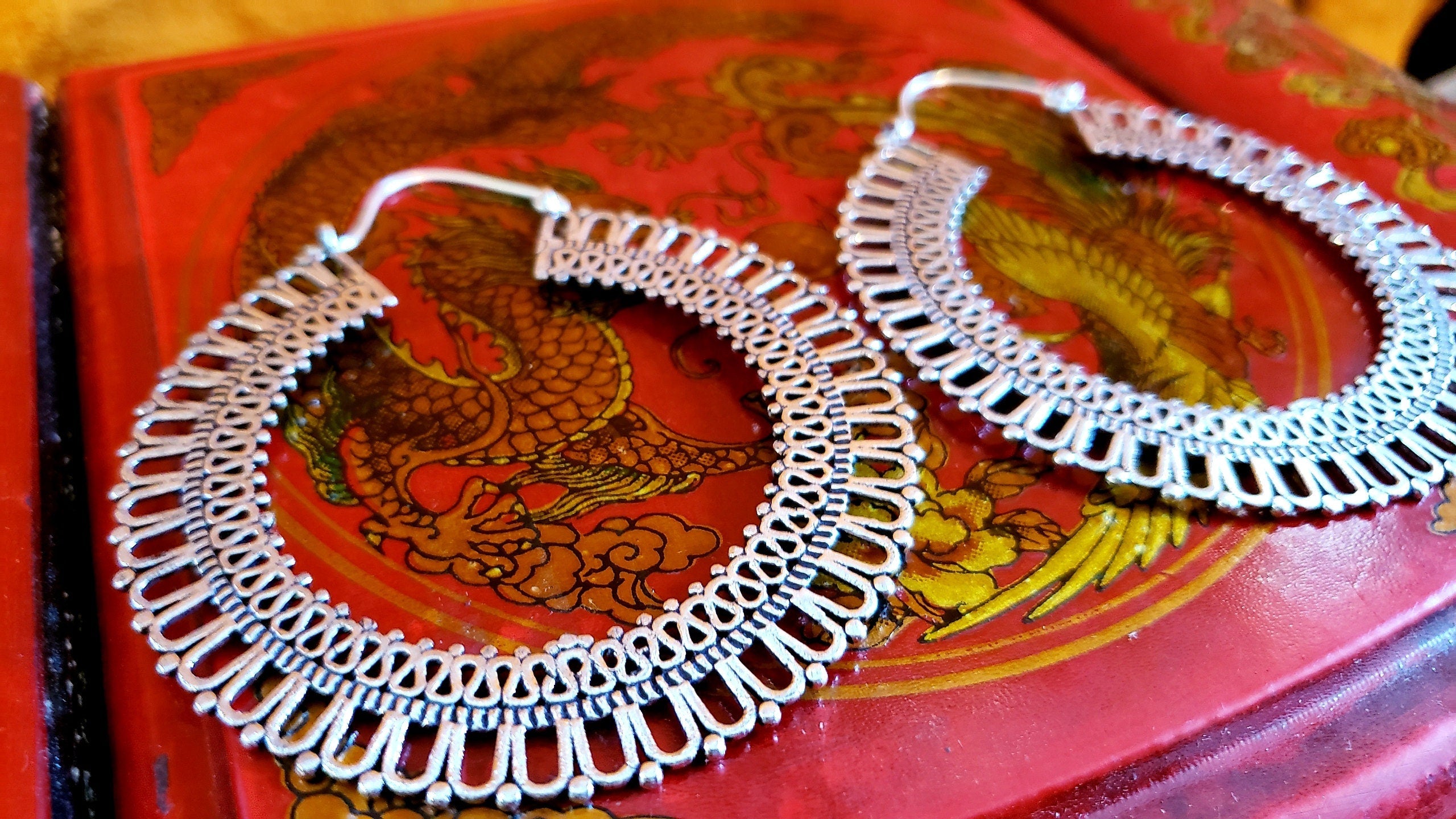 Large Statement Silver Hoop Earrings