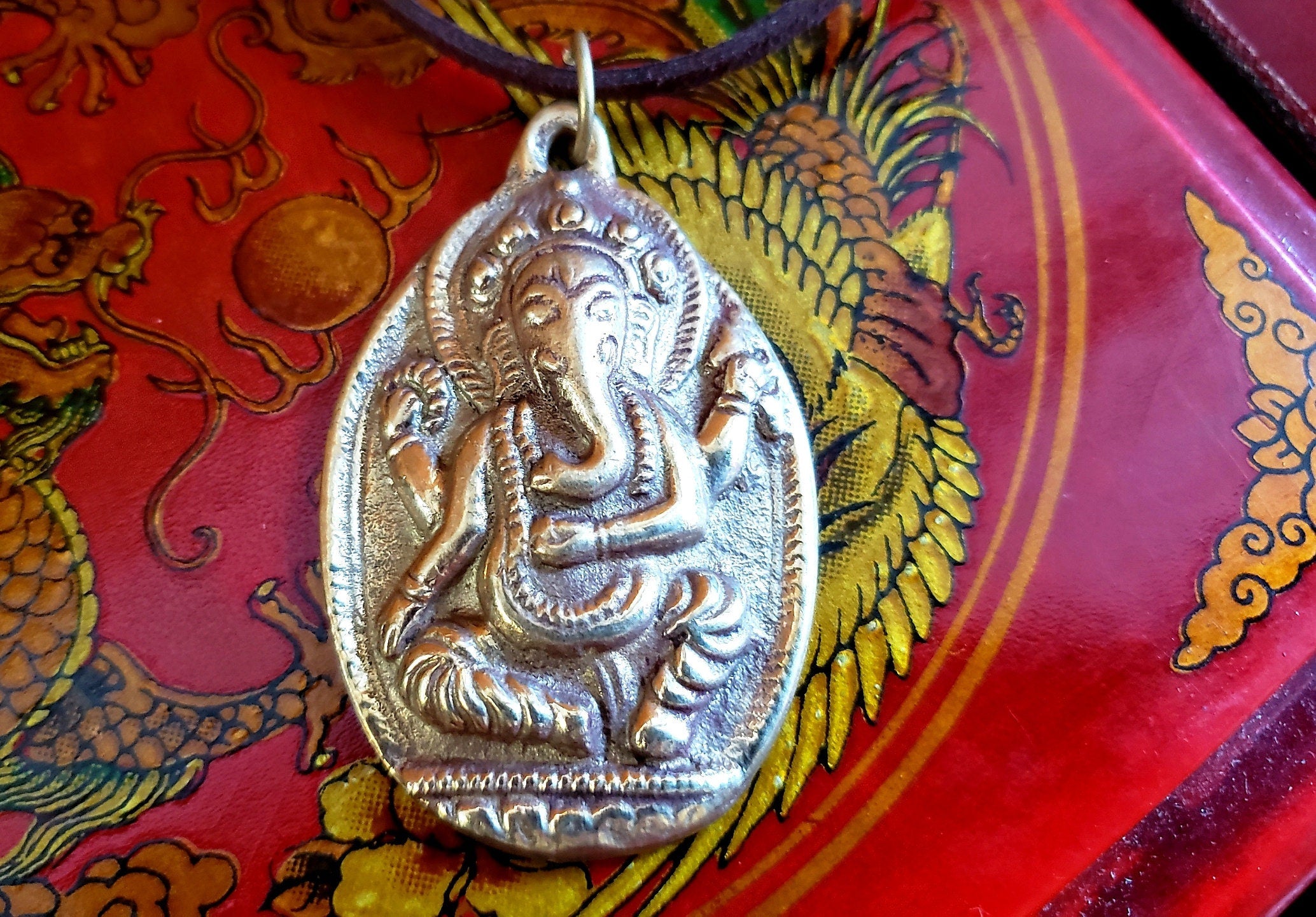 Golden Ganesh Brass Pendant Necklace