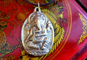 Golden Ganesh Brass Pendant Necklace