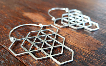 Silver Sacred Geometry Geometric Earrings