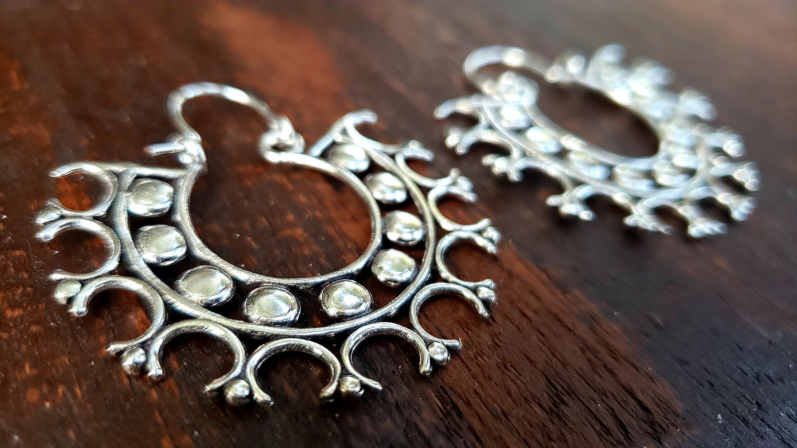 Unusual Silver Hoop Earrings