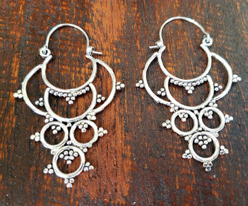 Traditional Tribal Silver Earrings