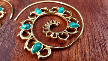 Gold Mandala Turquoise Gypsy Earrings