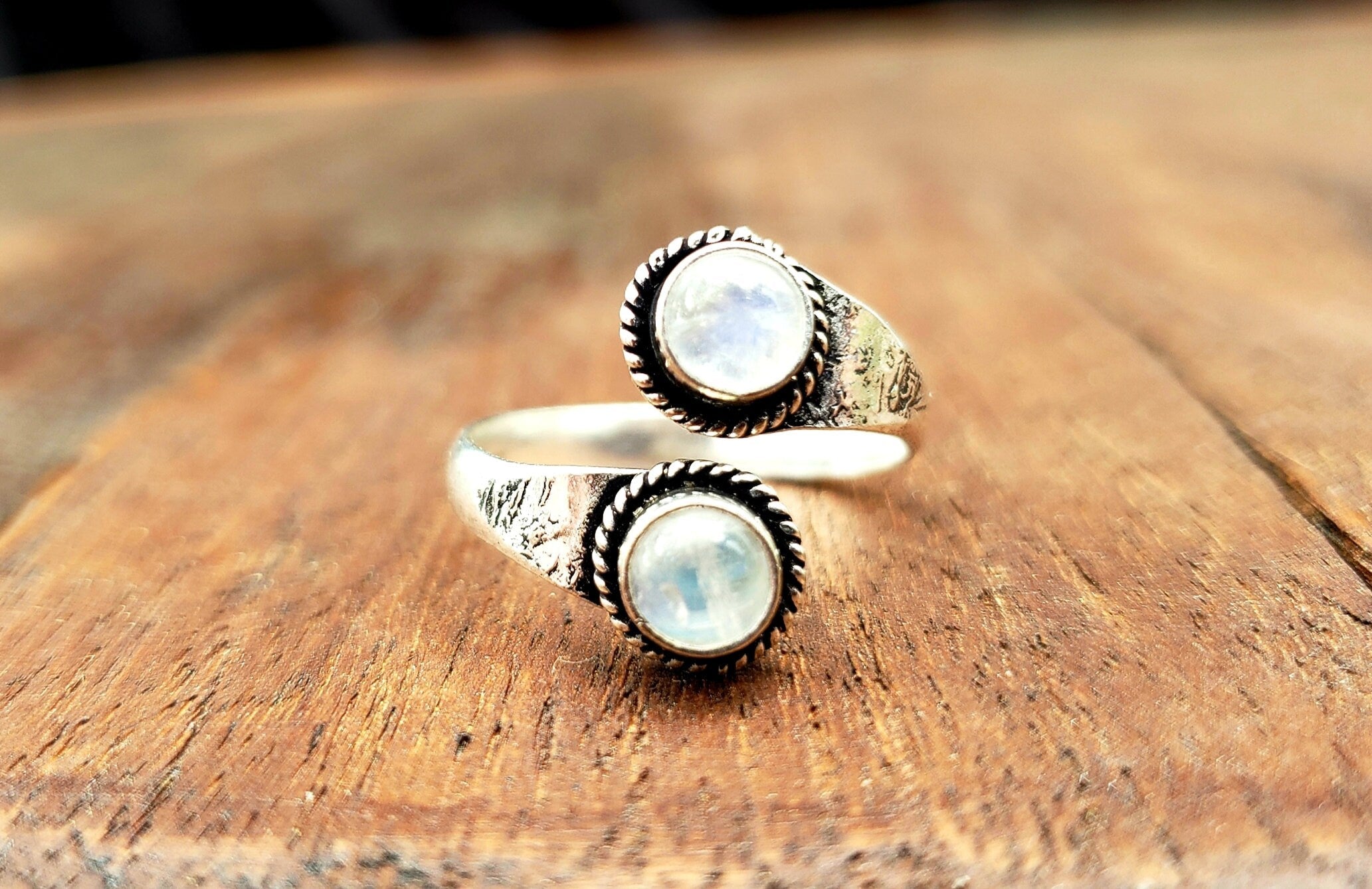 Adjustable Silver Moonstone ring