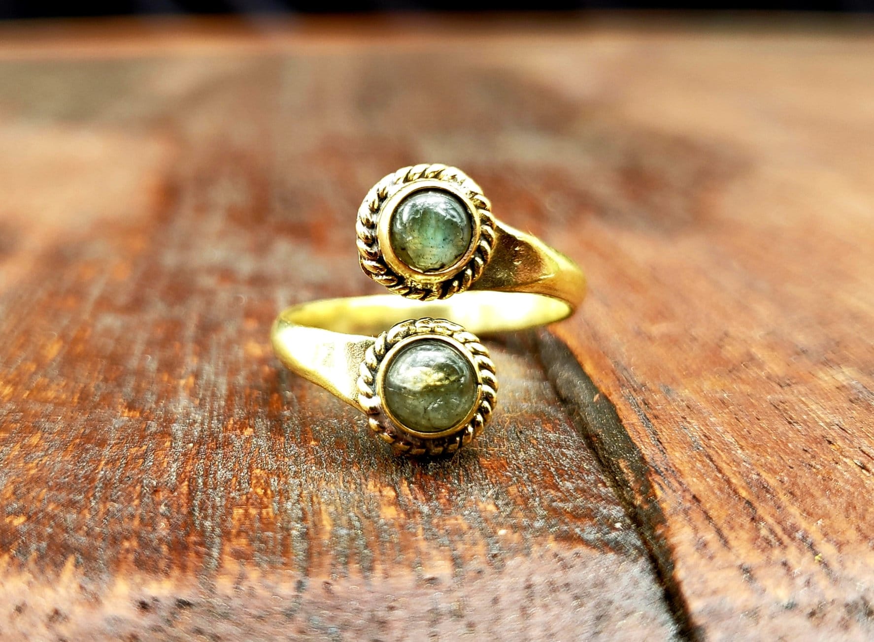 Adjustable Gold Labradorite ring