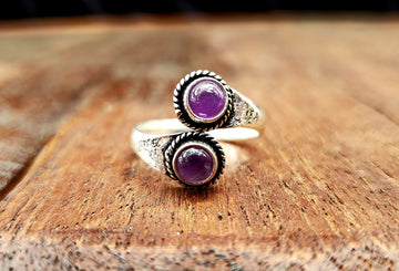 Adjustable Silver Amethyst Ring