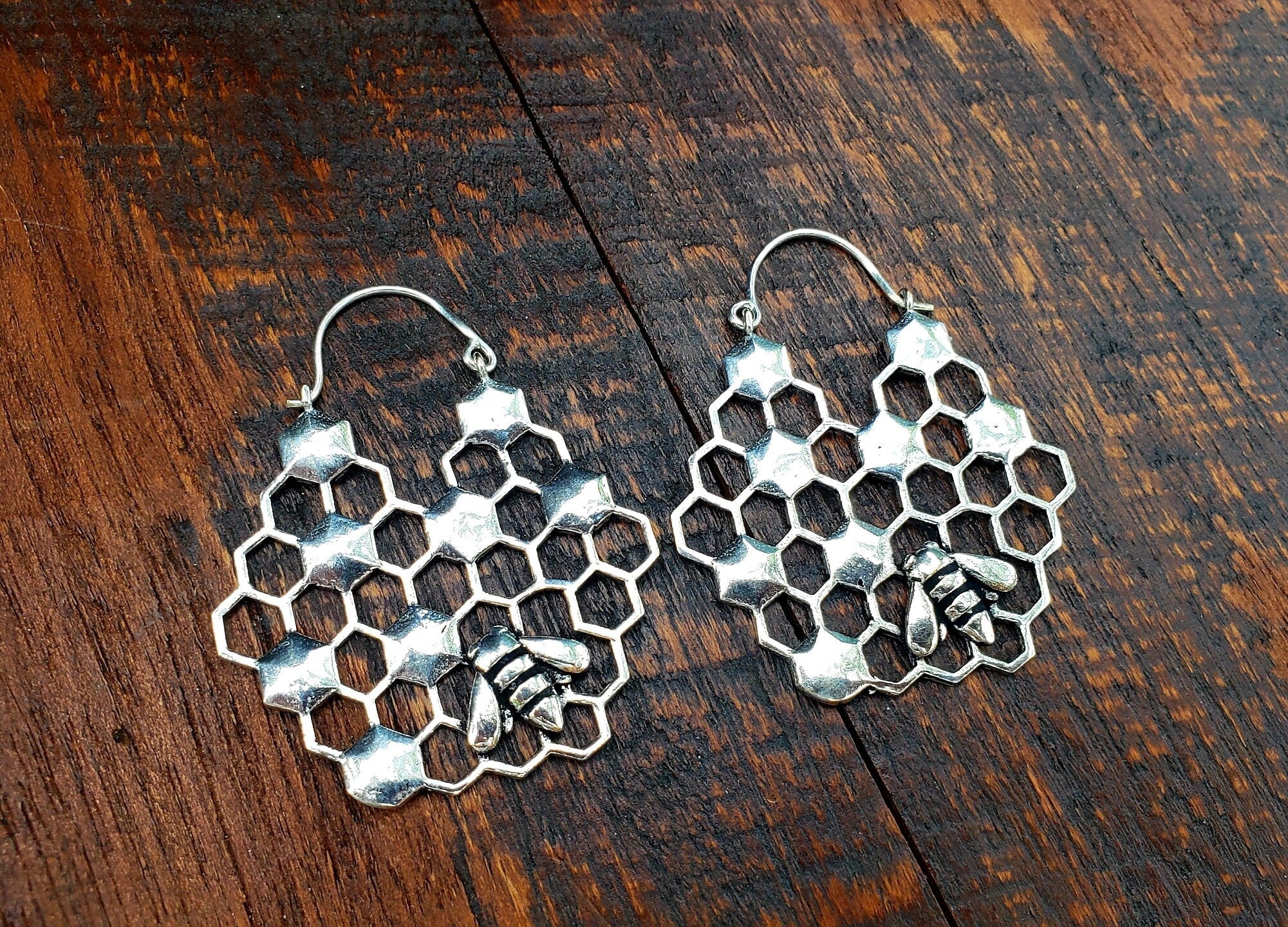 Silver Beehive Sacred Geometry Earrings