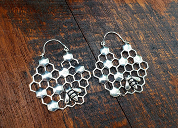 Silver Beehive Sacred Geometry Earrings