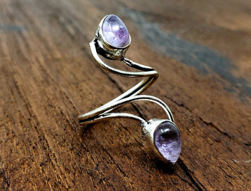 Adjustable Silver Amethyst Vortex ring
