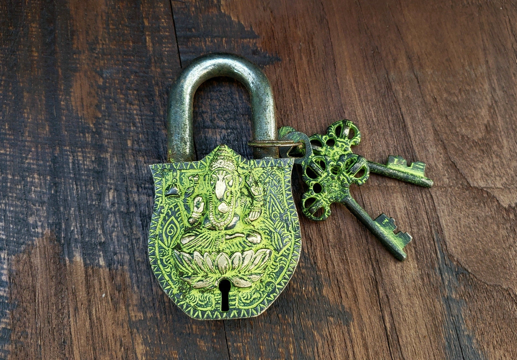 Green Ganesh Temple Lock Home Decor hardware accessories