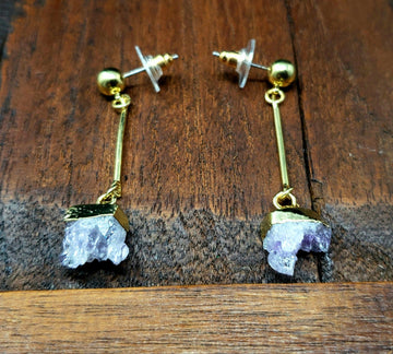 Gold Amethyst Post Earrings