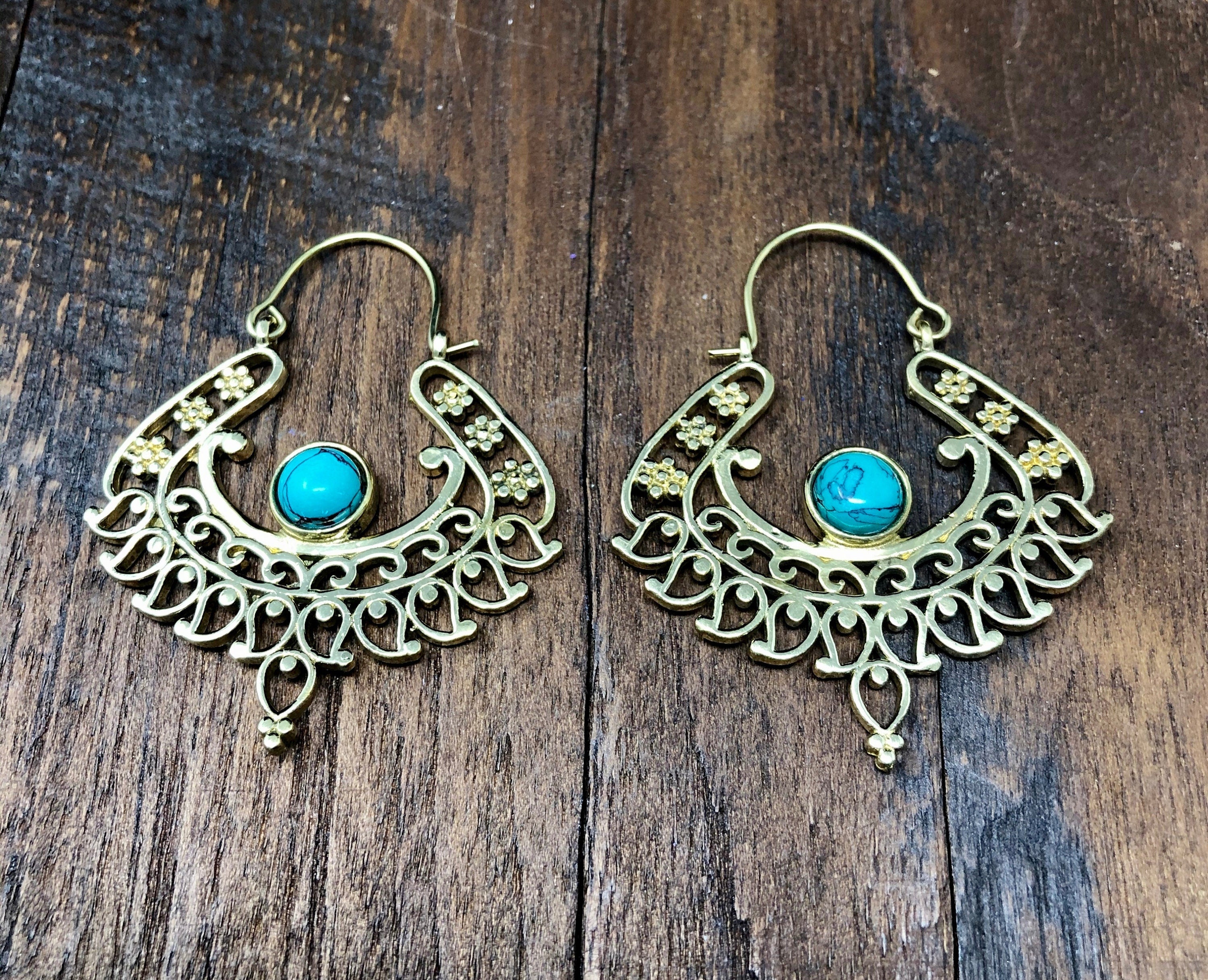 Gold Turquoise Bohemian Earrings