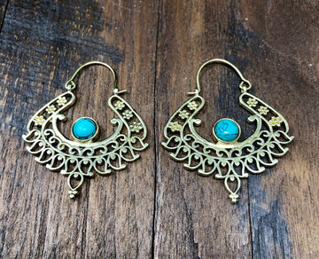 Gold Turquoise Bohemian Earrings