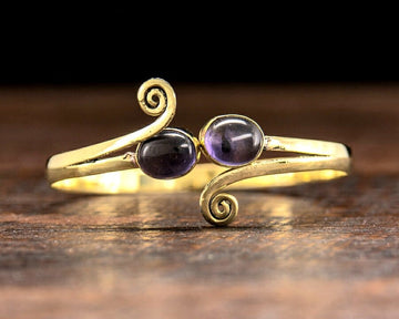 Gold Amethyst Swirl Bangle Bracelet
