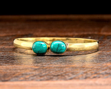 Simple Gold Turquoise Bangle Bracelet