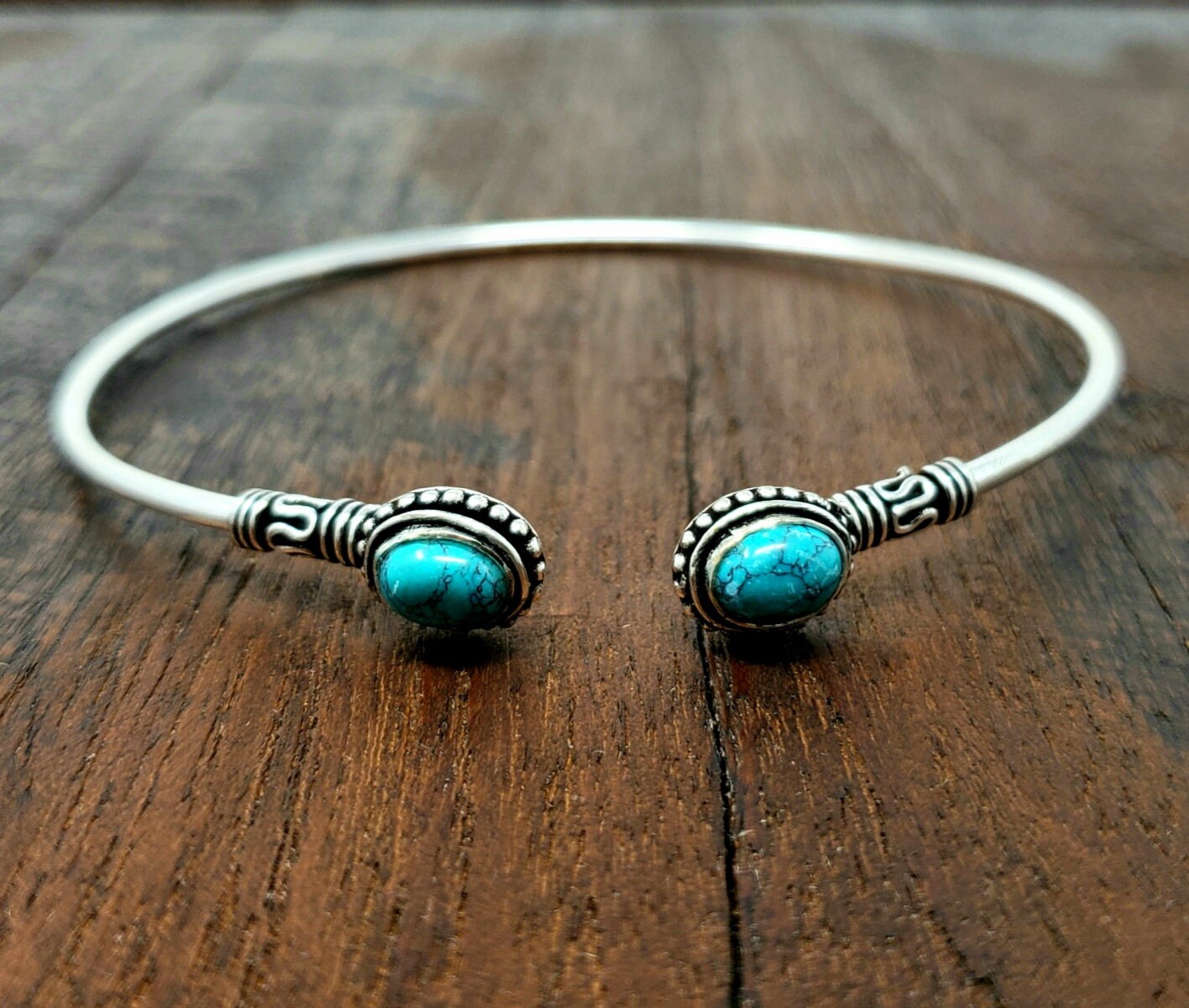 Silver Turquoise Arm Cuff Band Tribal Gypsy Festival Boho Bohemian Festival Jewelry