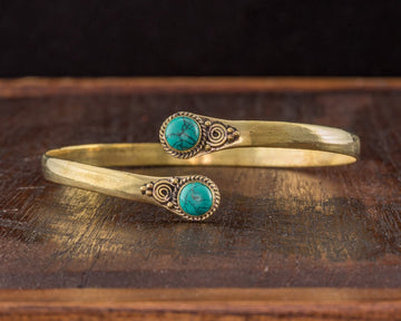 Arm Cuff Gold Turquoise Boho Bohemian Body Jewelry