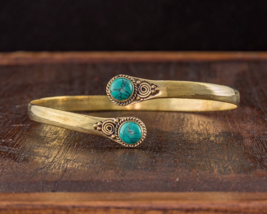 Arm Cuff Gold Turquoise Boho Bohemian Body Jewelry