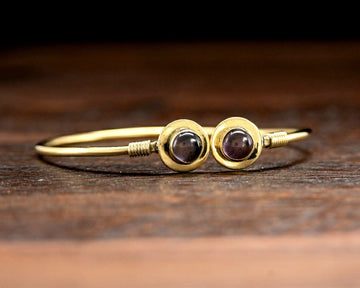 Simple Gold Amethyst Bangle Bracelet - Affordable Unique Boho Jewelry