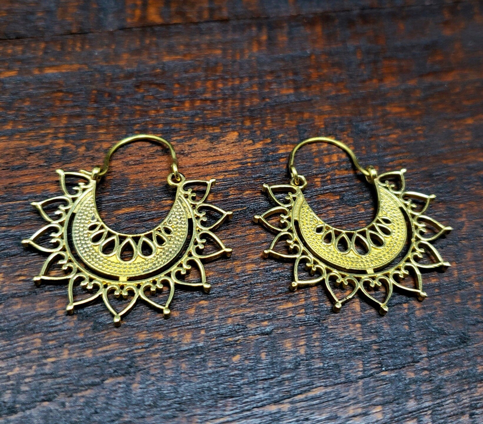 Gold Celestial Mandala Threader Earrings