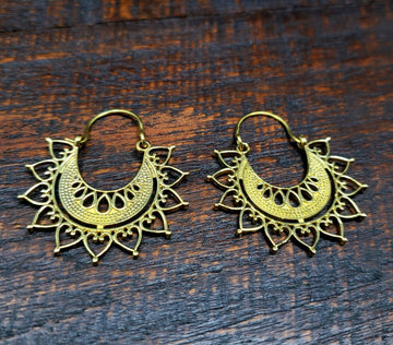 Gold Celestial Mandala Threader Earrings