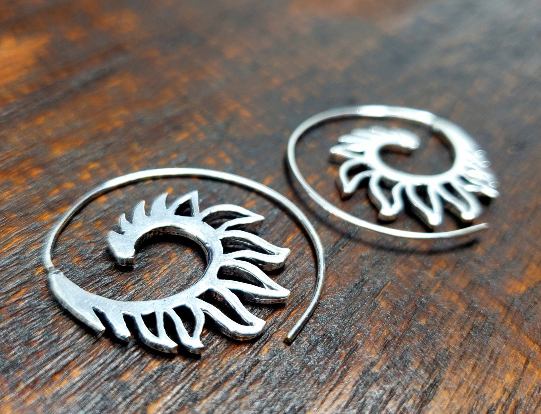 Gold Flame Threader Earrings