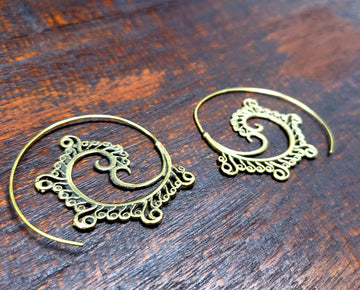 Gold Tempest Spiral Threader Earrings