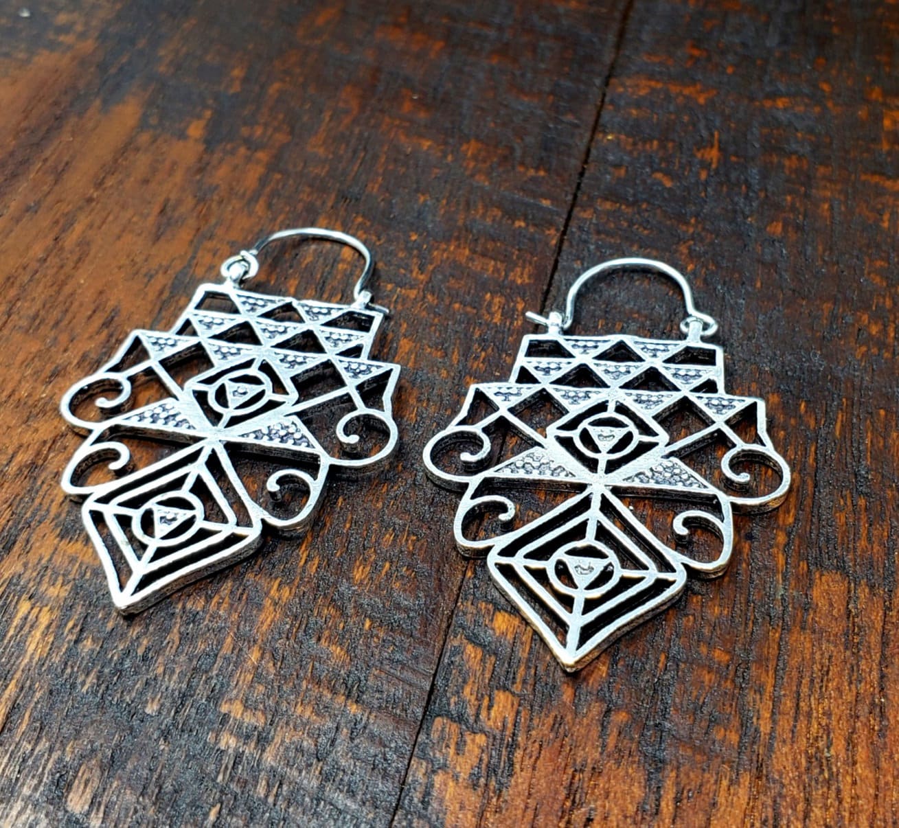Silver Geometric Hoop Earrings