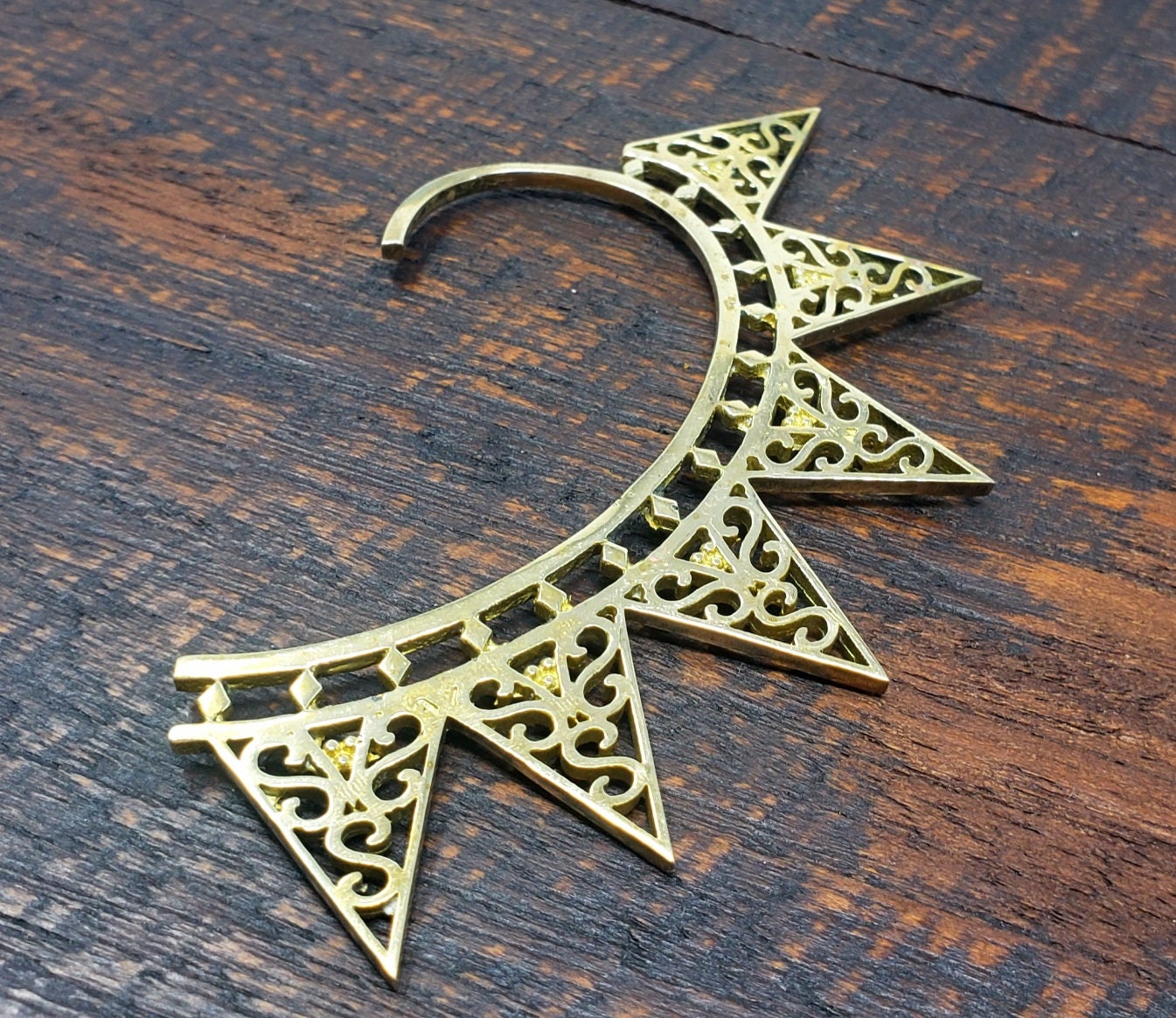 Golden Spike Ear Cuff Brass Steampunk Jewelry